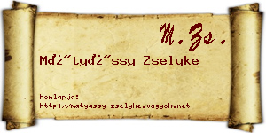 Mátyássy Zselyke névjegykártya